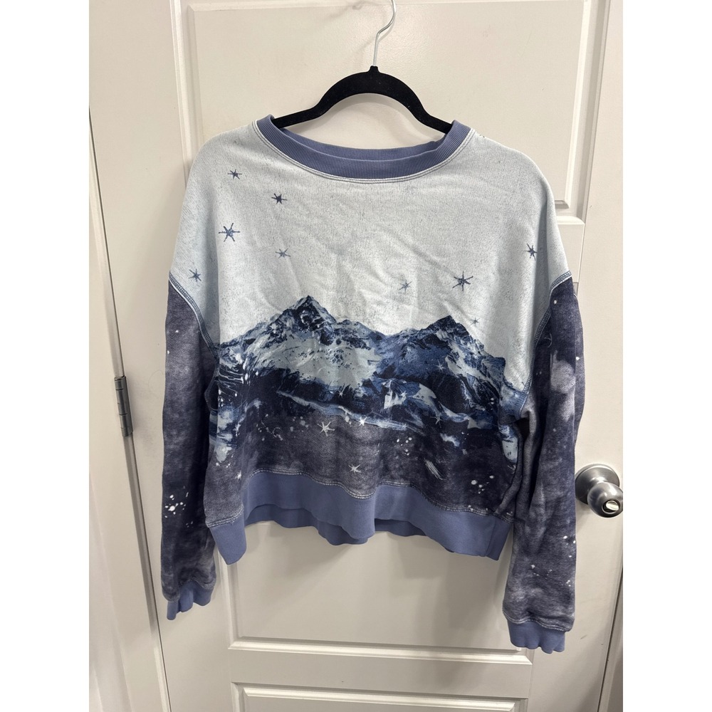 Pilcro Anthropologie Mountain Star Graphic Sweatshirt Blue Celestial Small